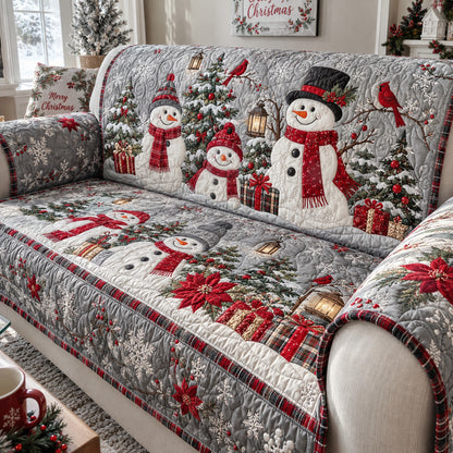 Frosty Snowman Friends Quilted Sofa Cover SN0DV643