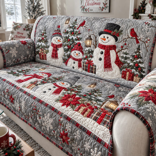 Frosty Snowman Friends Quilted Sofa Cover SN0DV643