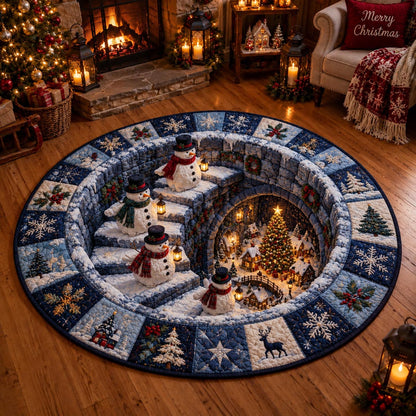 Frosty Snowman Hideaway Quilted Round Mat SN0DV801