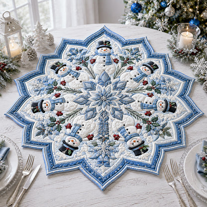 Frosty Snowman Star Custom Shape Quilted Table Topper SN0HH0077