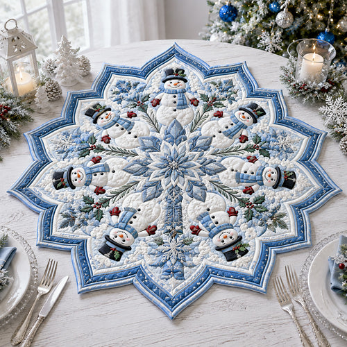 Frosty Snowman Star Custom Shape Quilted Table Topper SN0HH0077