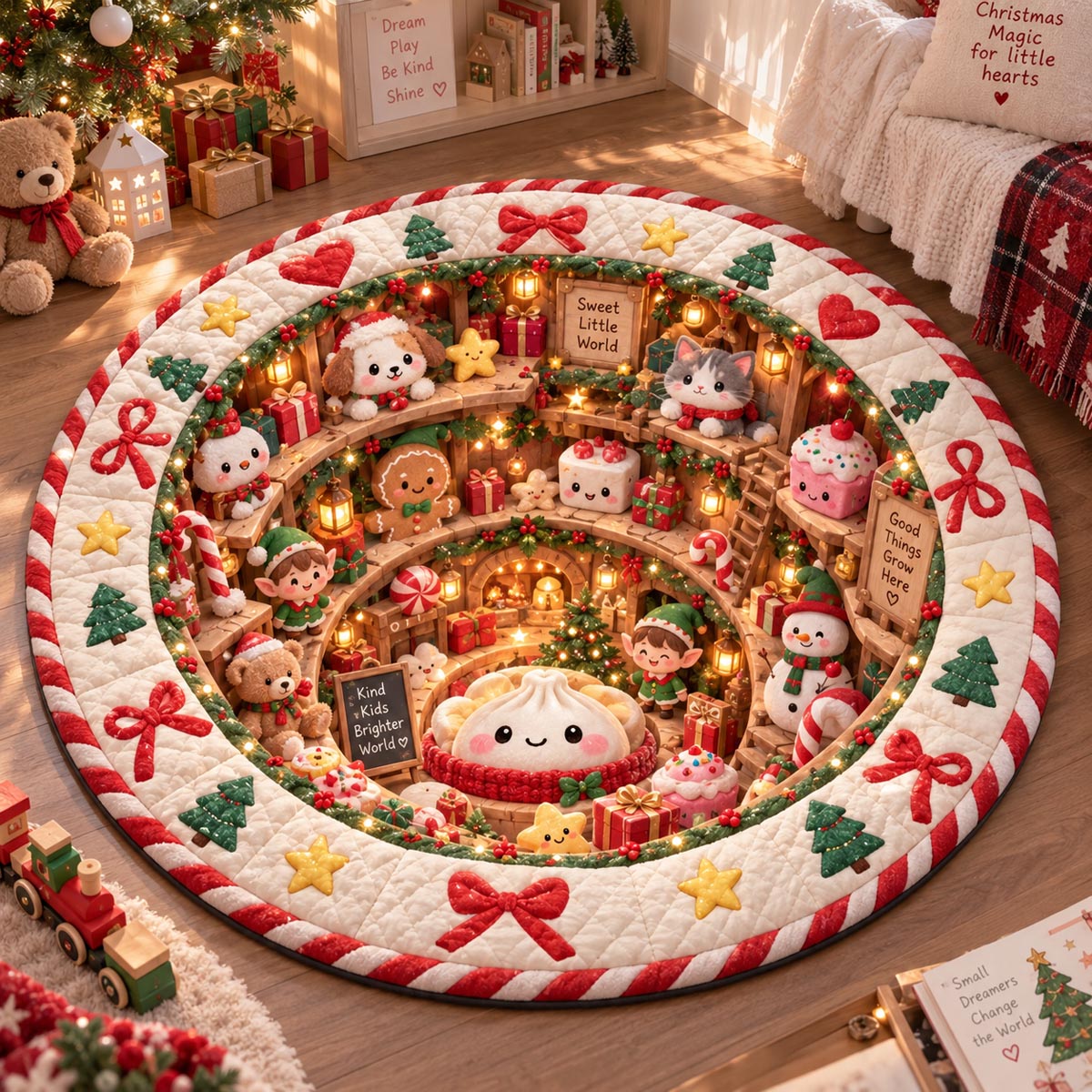 Frosty Sweetland Friends Quilted Round Mat SN0DV814