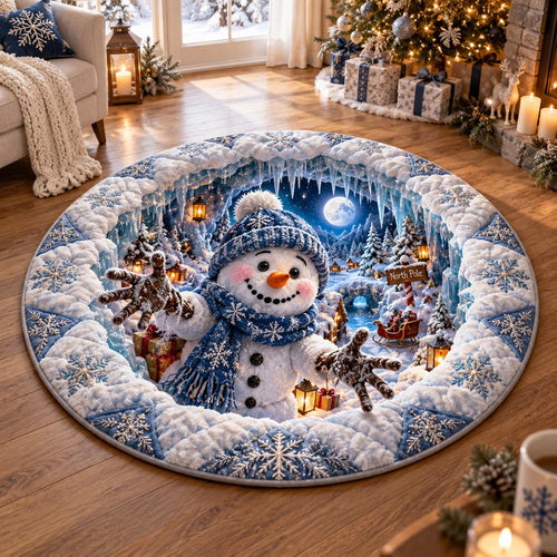 Frosty Winter Wonderland Quilted Round Mat SN0DV897