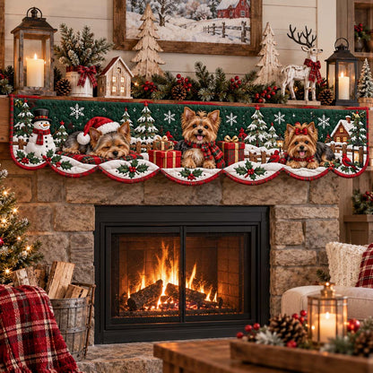 Frosty Yorkie Quilted Mantel Scarf SN0HH0661