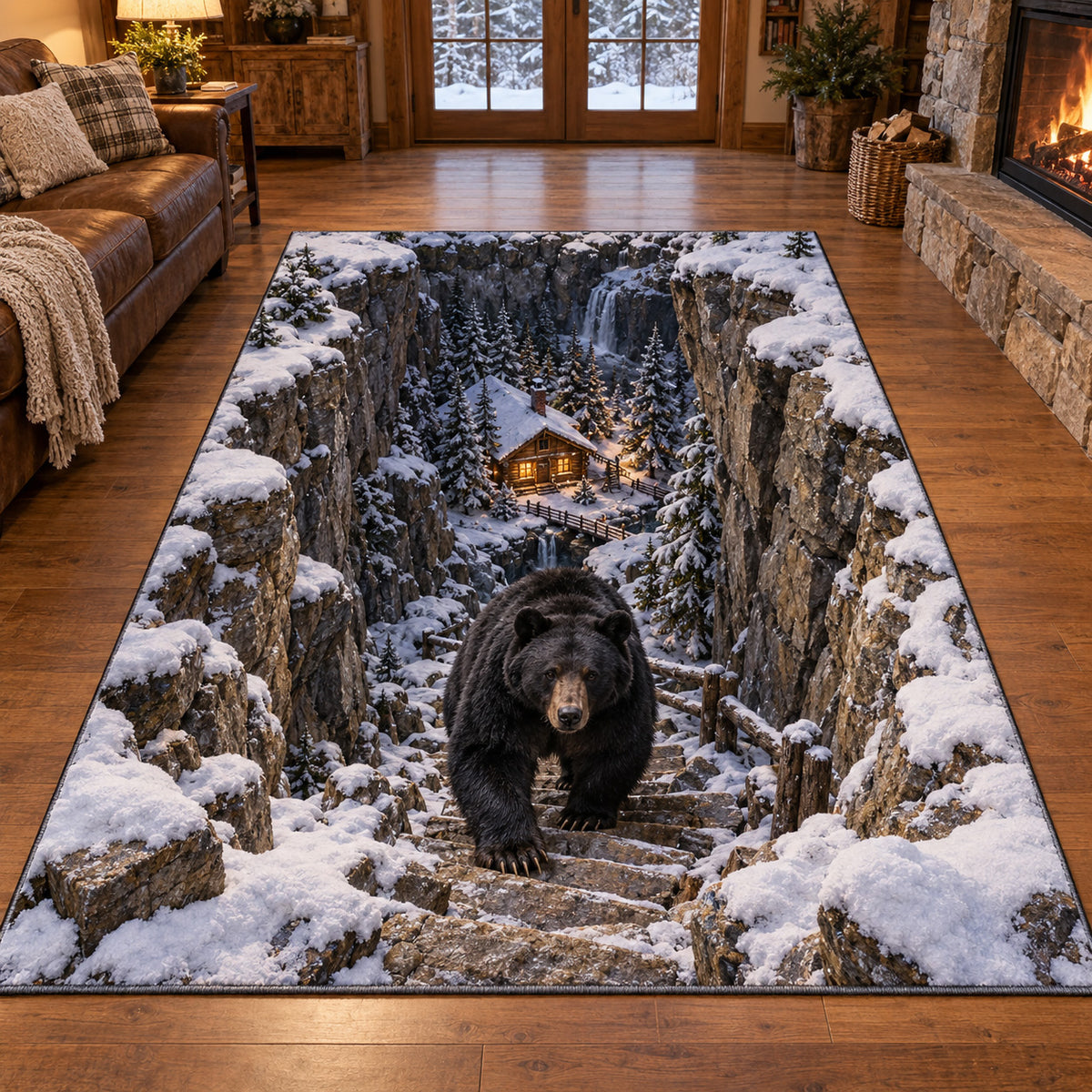 Frozen Forest Bear Area Rug SN0TV609