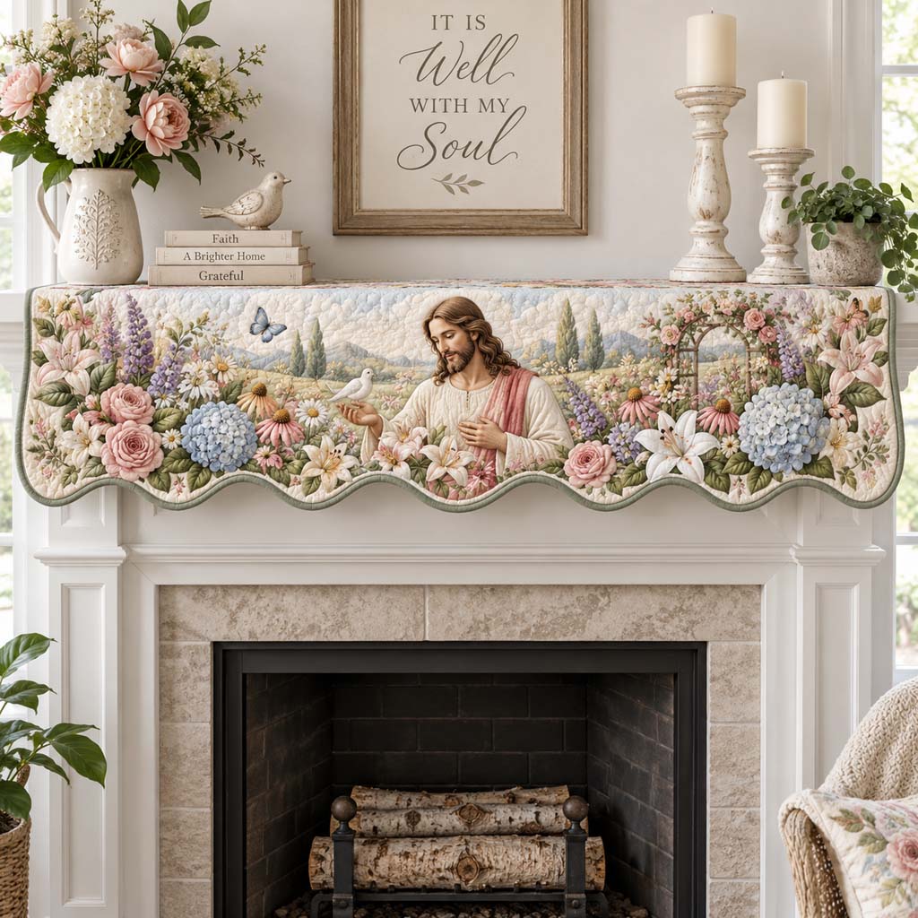 Garden Faith Quilted Mantel Scarf SN0HH0837