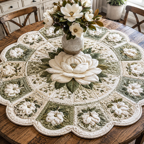 Garden Magnolia Custom Shape Quilted Table Topper SN0TV085
