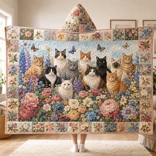 Garden Whiskers Quilted Hooded Blanket SN0TV067