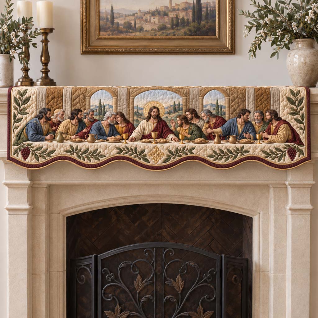 Garnet Last Supper Quilted Mantel Scarf SN0HH0823