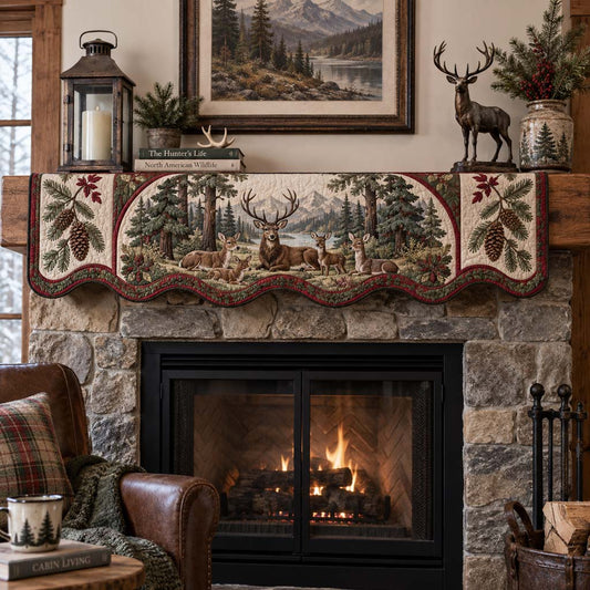 Gathered Deer Kin Quilted Mantel Scarf SN0HH0342