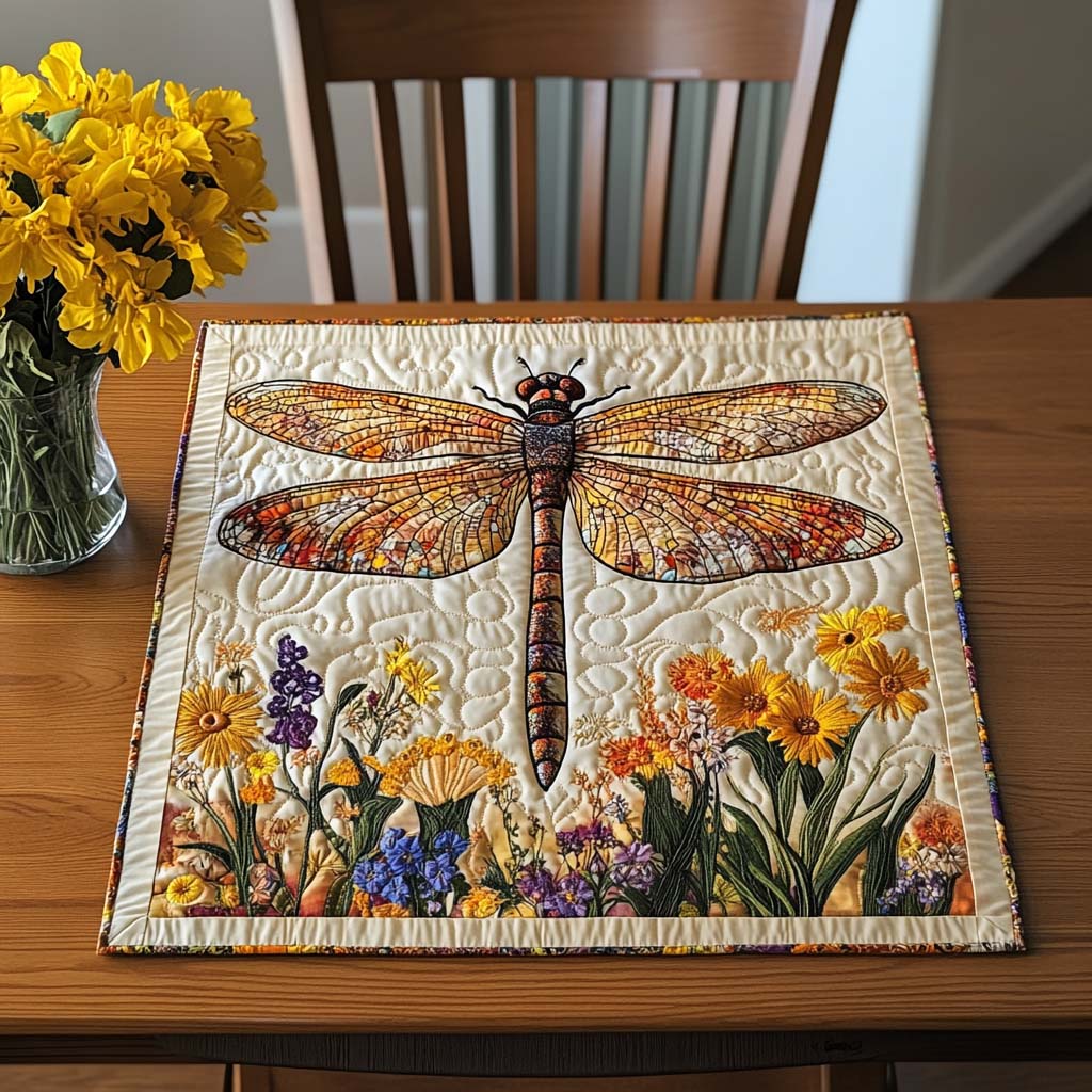 Gentle Dragonfly Quilted Table Topper NCU0DDK586
