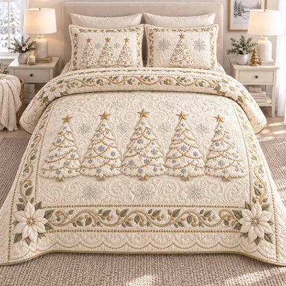 Gentle Evergreen 3-Piece Quilted Bedding Set SN0TD1163