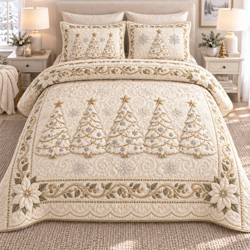 Gentle Evergreen 3-Piece Quilted Bedding Set SN0TD1163
