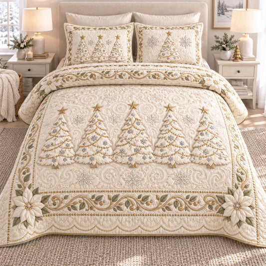 Gentle Evergreen 3-Piece Quilted Bedding Set SN0TD1163
