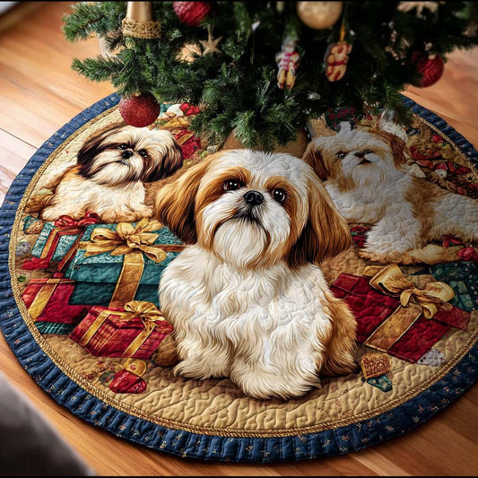 Gentle Shih Tzu Christmas Quilted Tree Skirt NCU0DK10724