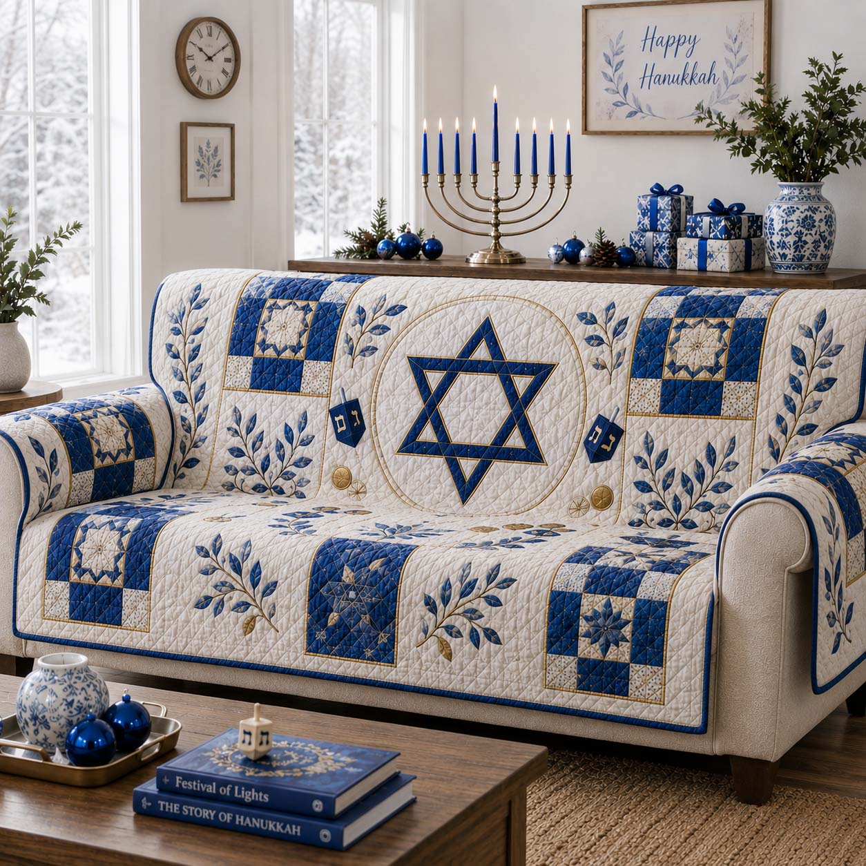 Geometric Dreidel Radiance Quilted Sofa Cover SN0HH0203