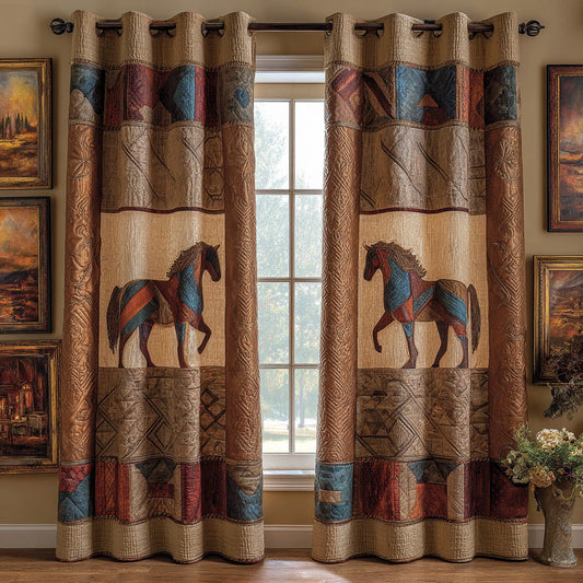 Geometric Sunset Horse Quilted Curtains NCU0DH842