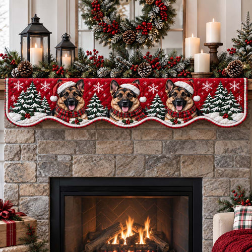 German Shepherd Carolers Quilted Mantel Scarf SN0HH0532