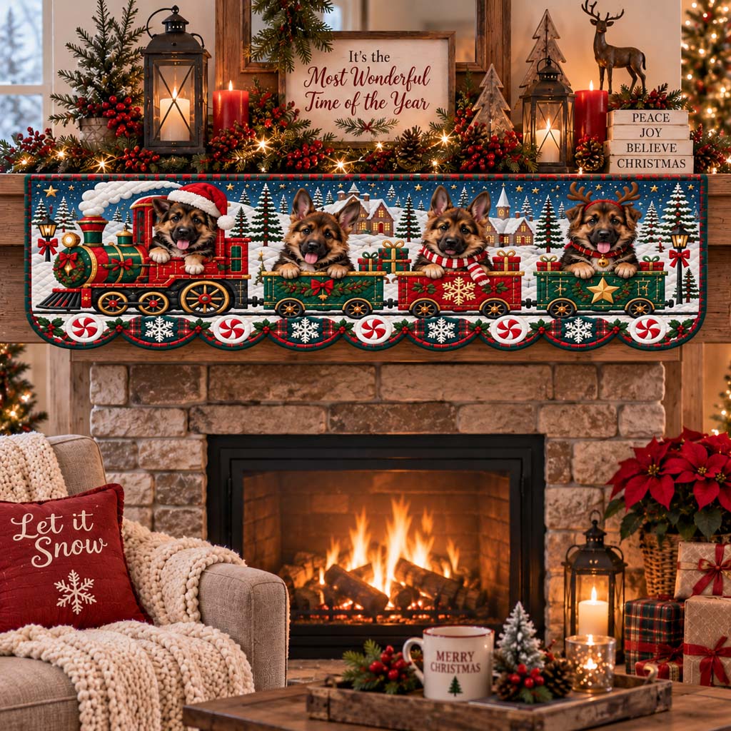 German Shepherd Express Quilted Mantel Scarf SN0HH0533