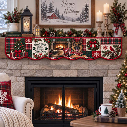 German Shepherd Fireside Quilted Mantel Scarf SN0HH0534