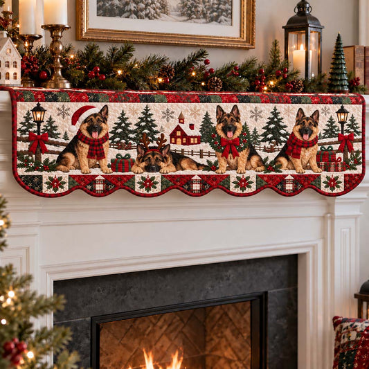German Shepherd Gathering Quilted Mantel Scarf SN0HH0535