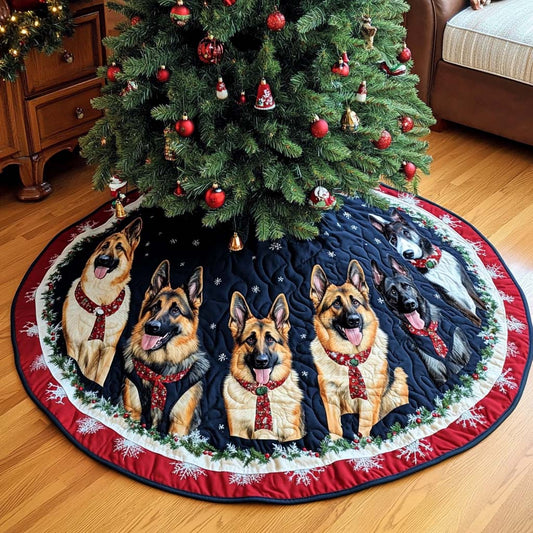 German Shepherd Holiday Joy Christmas Quilted Tree Skirt NCU0DK1824