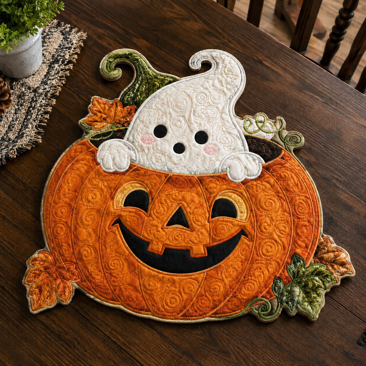Ghost Gourd Custom Shape Quilted Placemat SN0TV041