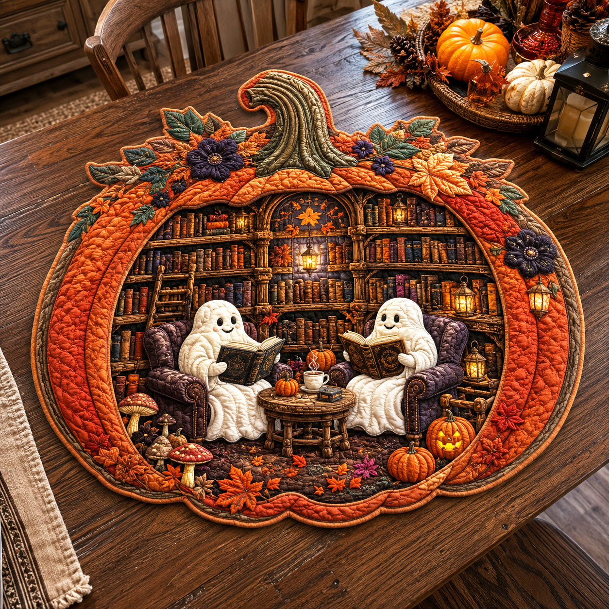 Ghost Library Custom Shape Quilted Placemat SN0TV050