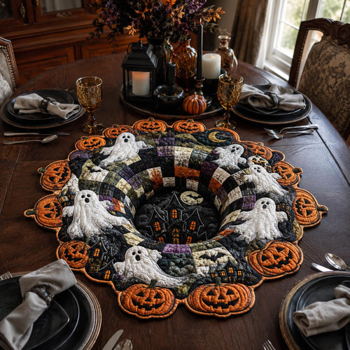 Ghost Patchwork Vortex Custom Shape Quilted Table Topper SN0DV378