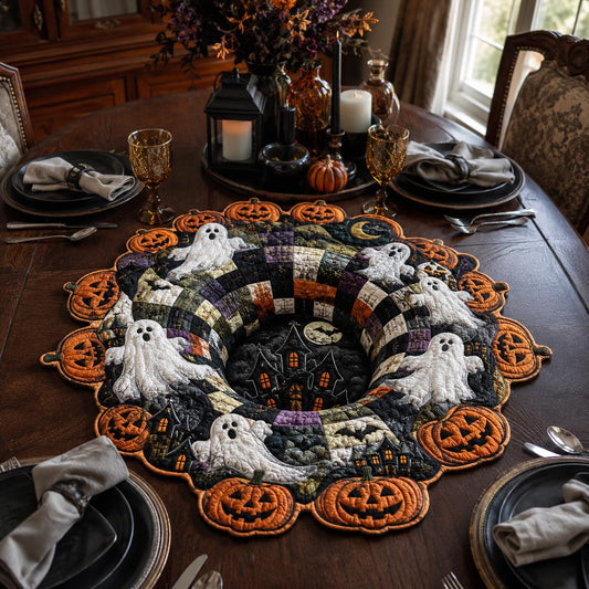 Ghost Patchwork Vortex Custom Shape Quilted Table Topper SN0DV378