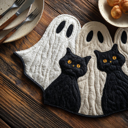 Ghost Pumpkin Cats Custom Shape Quilted Placemat NCU0LV056