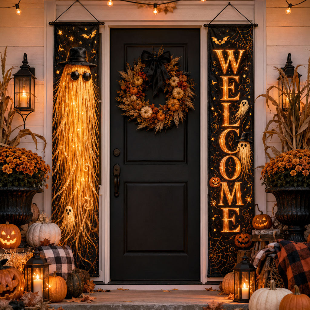 Ghostly Front Porch Welcome Door Banner SN0PT305