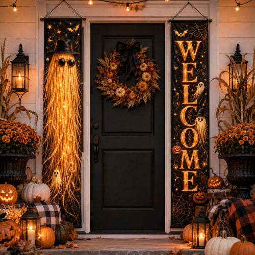 Ghostly Front Porch Welcome Door Banner SN0PT305