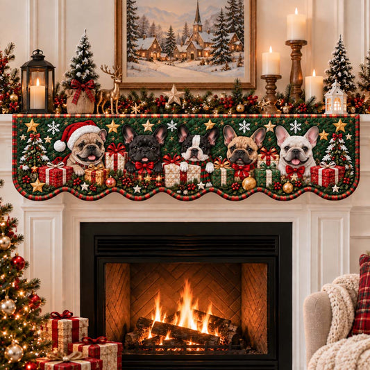 Gifted Frenchie Quintet Quilted Mantel Scarf SN0HH0551