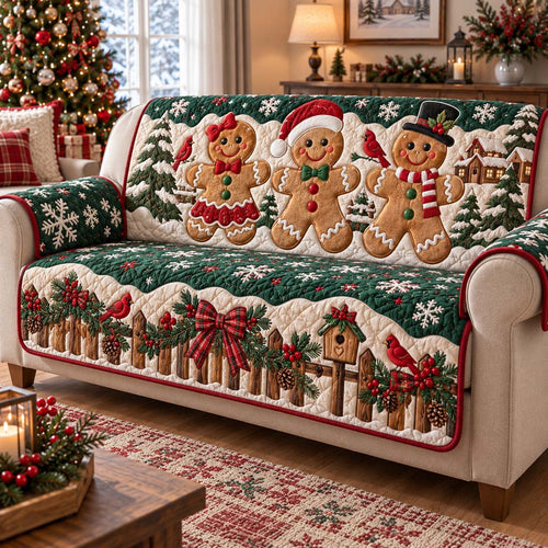 Gingerbread Cardinal Cottage Quilted Sofa Cover SN0HH0417