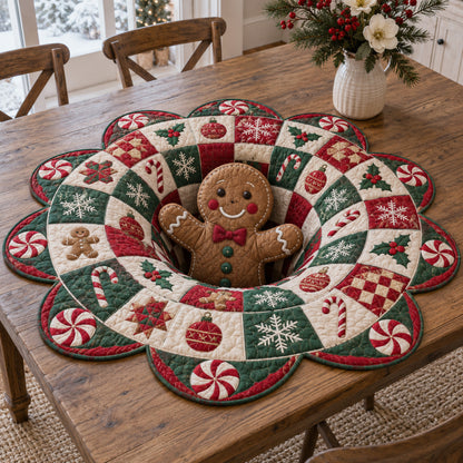 Gingerbread Christmas Garden Custom Shape Quilted Table Topper SN0TV494