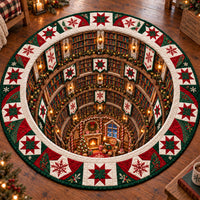 Gingerbread Christmas Library Vortex Quilted Round Mat SN0PT1204