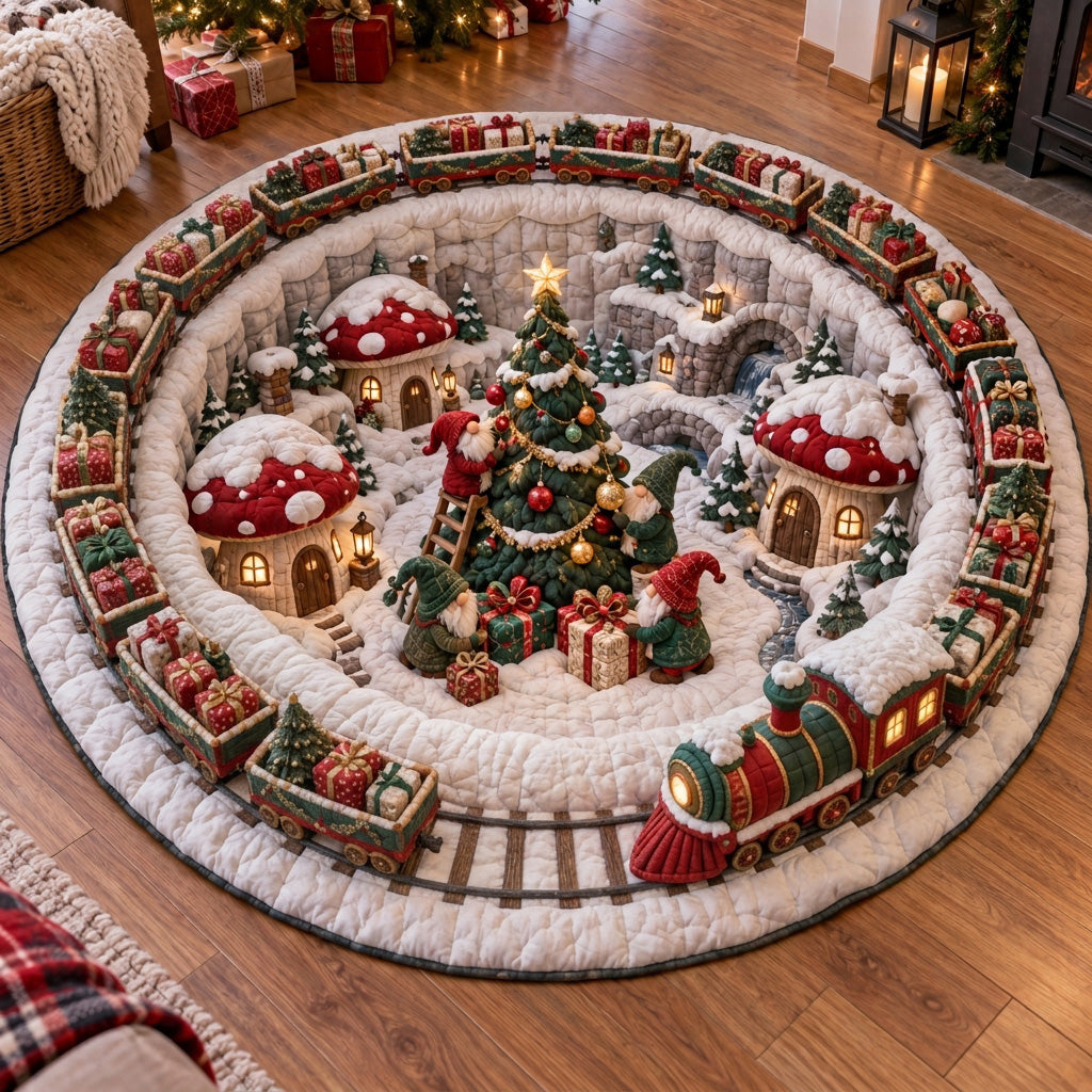 Gingerbread Christmas Village Quilted Round Mat SN0TV460