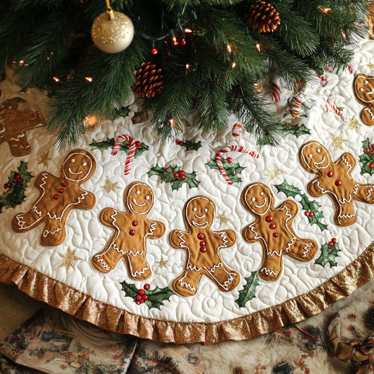 Gingerbread Delight Christmas Quilted Tree Skirt NCU0VH117