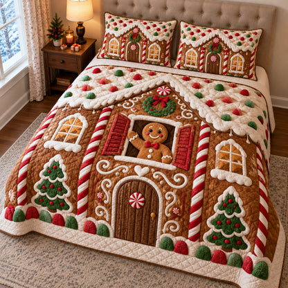 Gingerbread Dreams 3-Piece Quilted Bedding Set SN0TV821