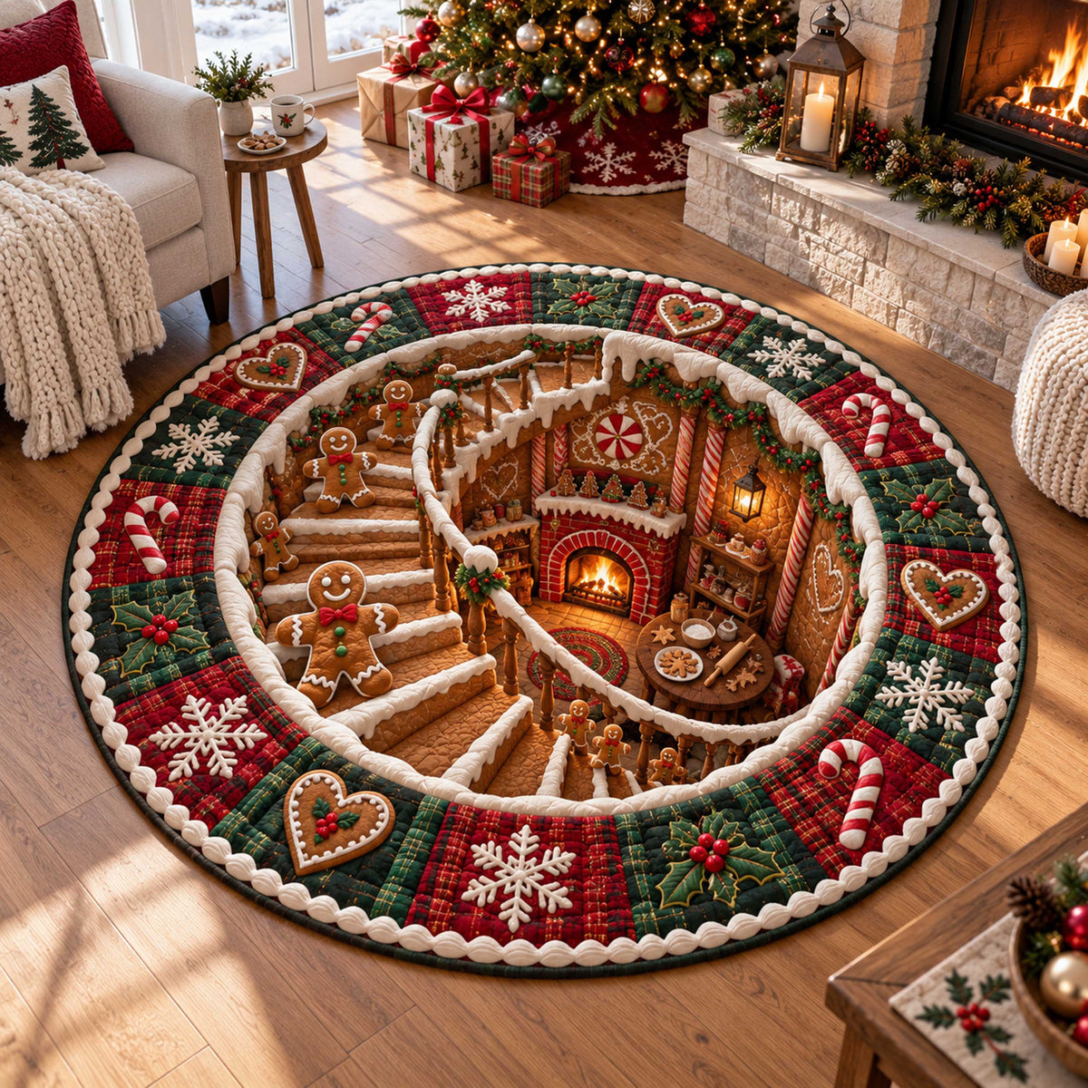 Gingerbread Dreams Quilted Round Mat SN0TD763