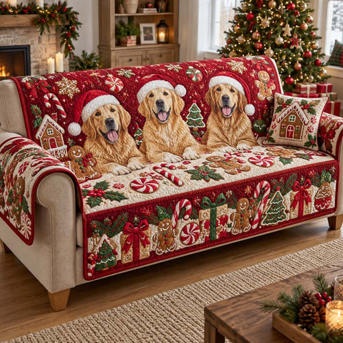 Gingerbread Golden Trio Quilted Sofa Cover SN0HH0408