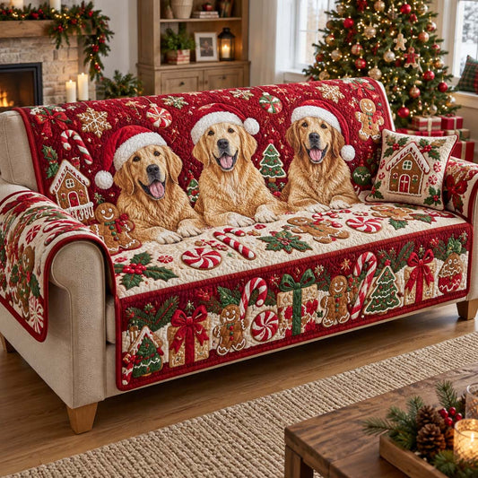 Gingerbread Golden Trio Quilted Sofa Cover SN0HH0408