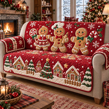 Gingerbread Hearthside Bakery Quilted Sofa Cover SN0HH0419