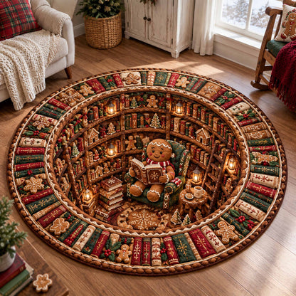 Hidden Library Quilted Round Mat NCU0SN012