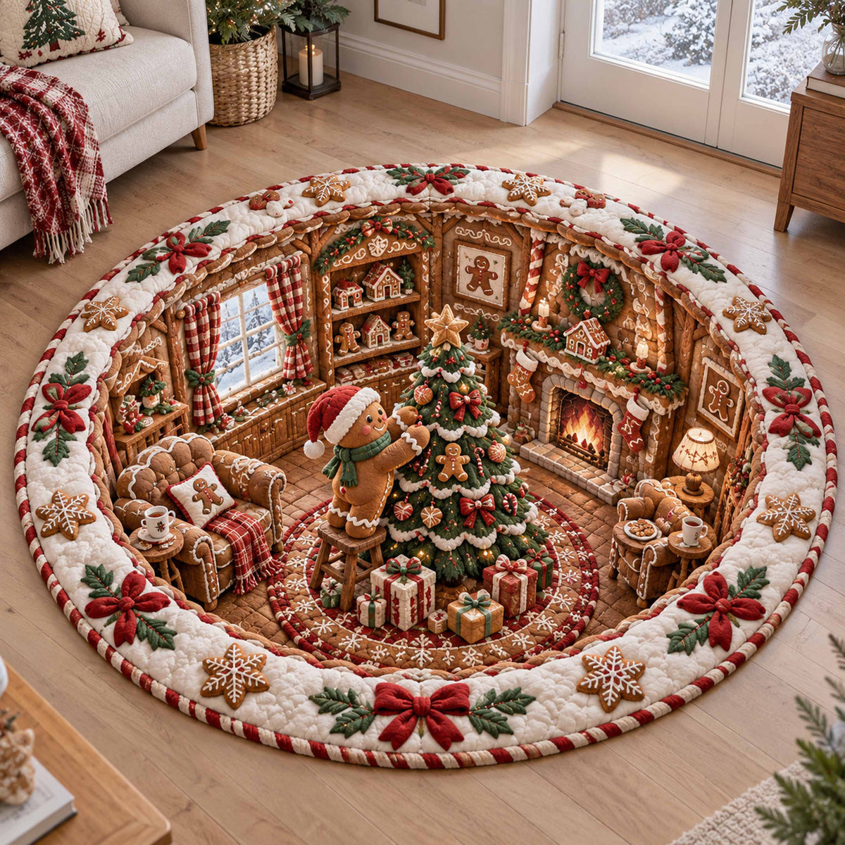 Hidden Living Room Quilted Round Mat NCU0SN013
