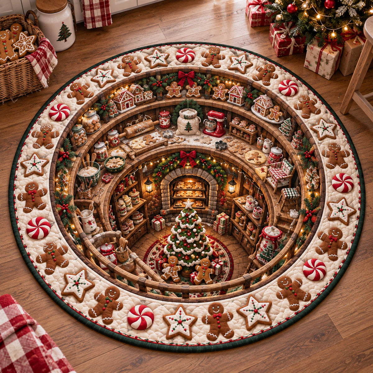 Gingerbread Joy Quilted Round Mat SN0TD761