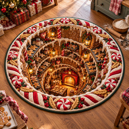 Gingerbread Magic Quilted Round Mat SN0TD759