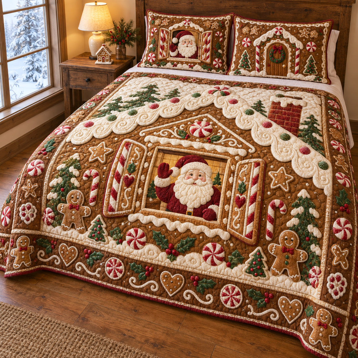 Gingerbread Noel 3-Piece Quilted Bedding Set SN0TV823