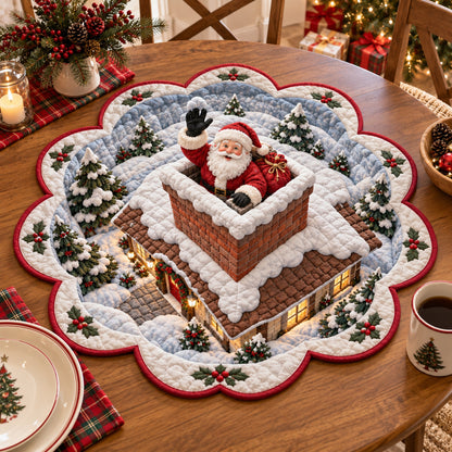Gingerbread Santa Custom Shape Quilted Table Topper SN0TV478